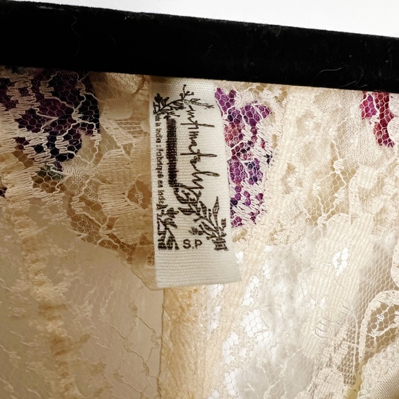 Free People Floral Poppy Printed Bodysuit Ruffle lace Cream Size S Pink - Picture 9 of 14